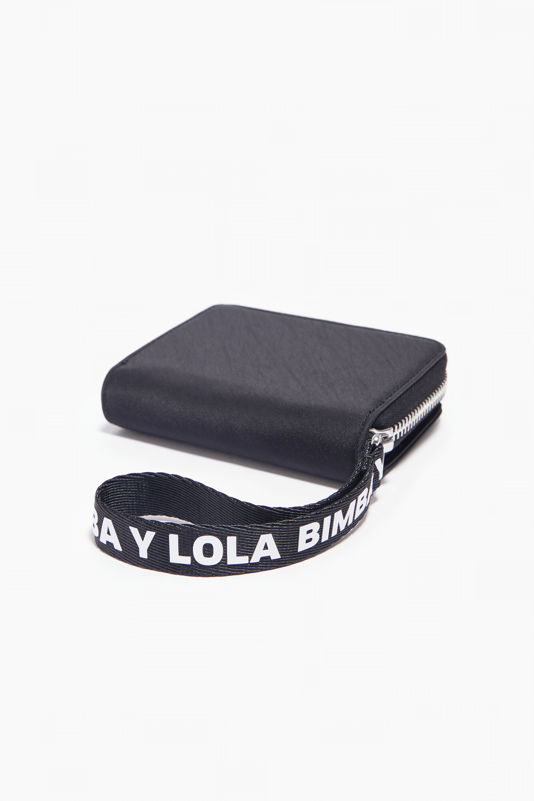 Carteira preta de nylon com aba