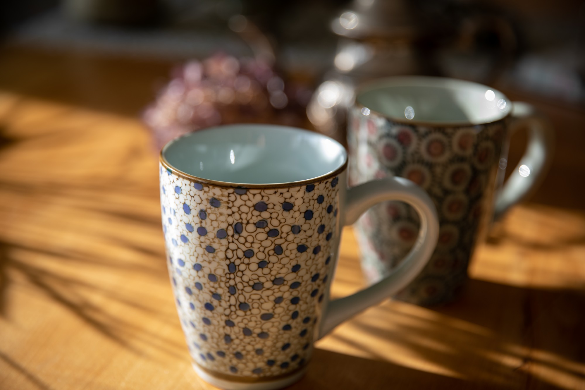 Tasse Gordes 'Kreise', blau, hellgrau, H 12 cm, Ø 9,5 cm zu 4,80