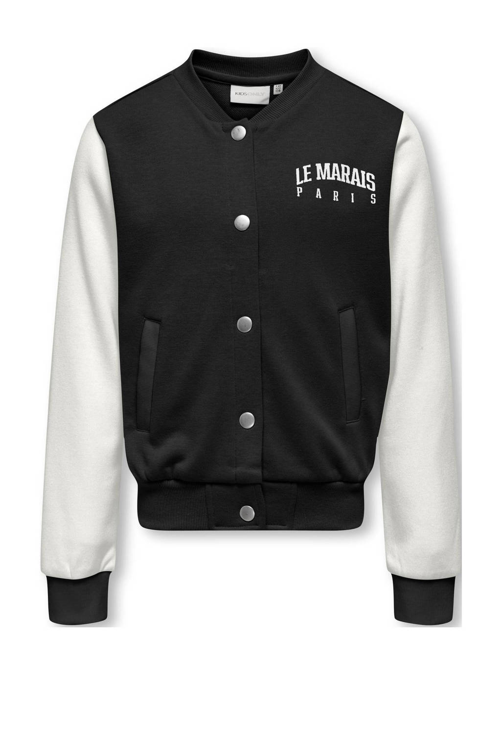 ONLY baseball vest KOGBOLETTE zwart/wit