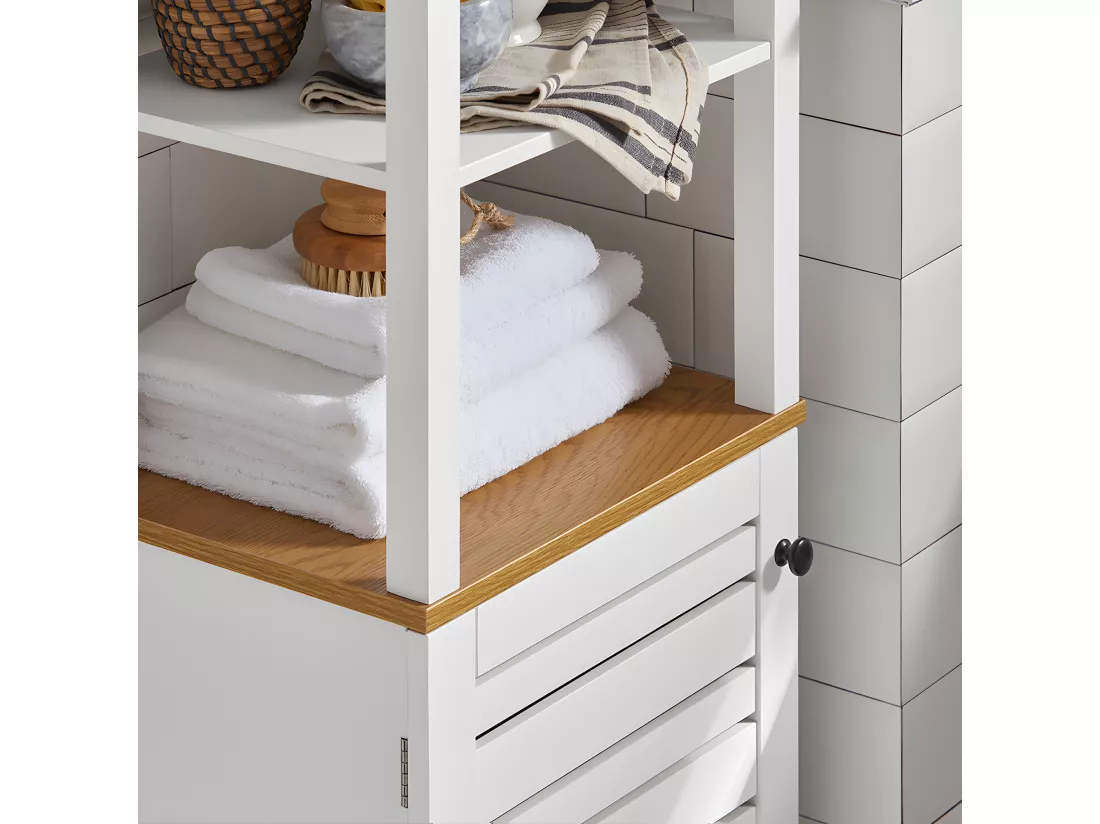 Meuble Colonne De Salle De Bain Armoire Haute Meuble De Rangement, BZr43-w