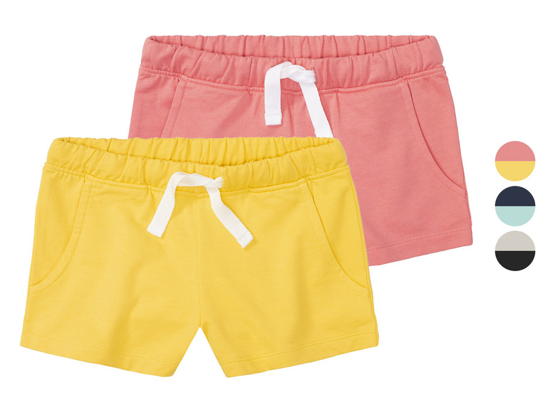 Meisjes sweatshorts, 2 stuks, met hoog katoengehalte