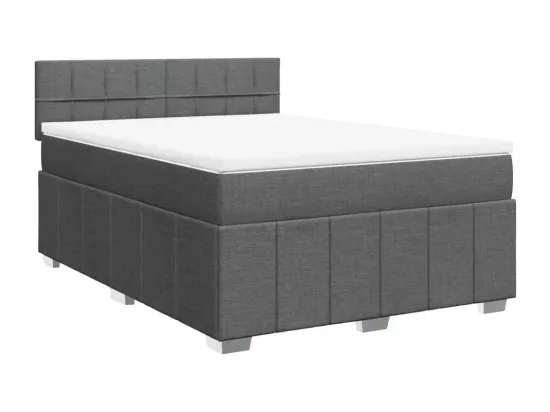 Sommier à lattes de lit avec matelas Gris foncé 160x200cm Tissu