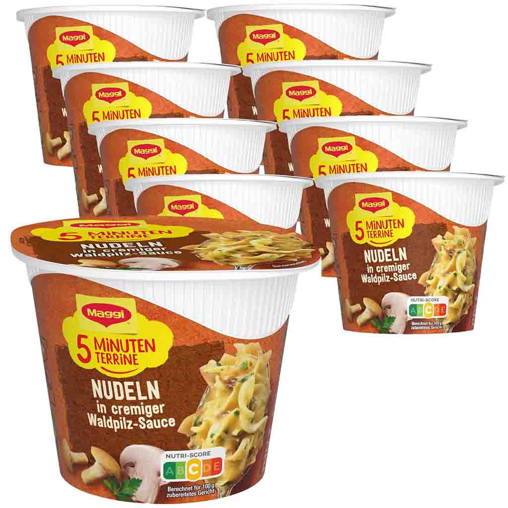8x Maggi 5 Minuten Terrine Nudeln Waldpilz Rahmsauce á 56g=448g MHD:30.10.25