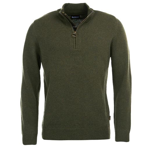 Barbour Holden Half Zip Striktrøje, Olive, M