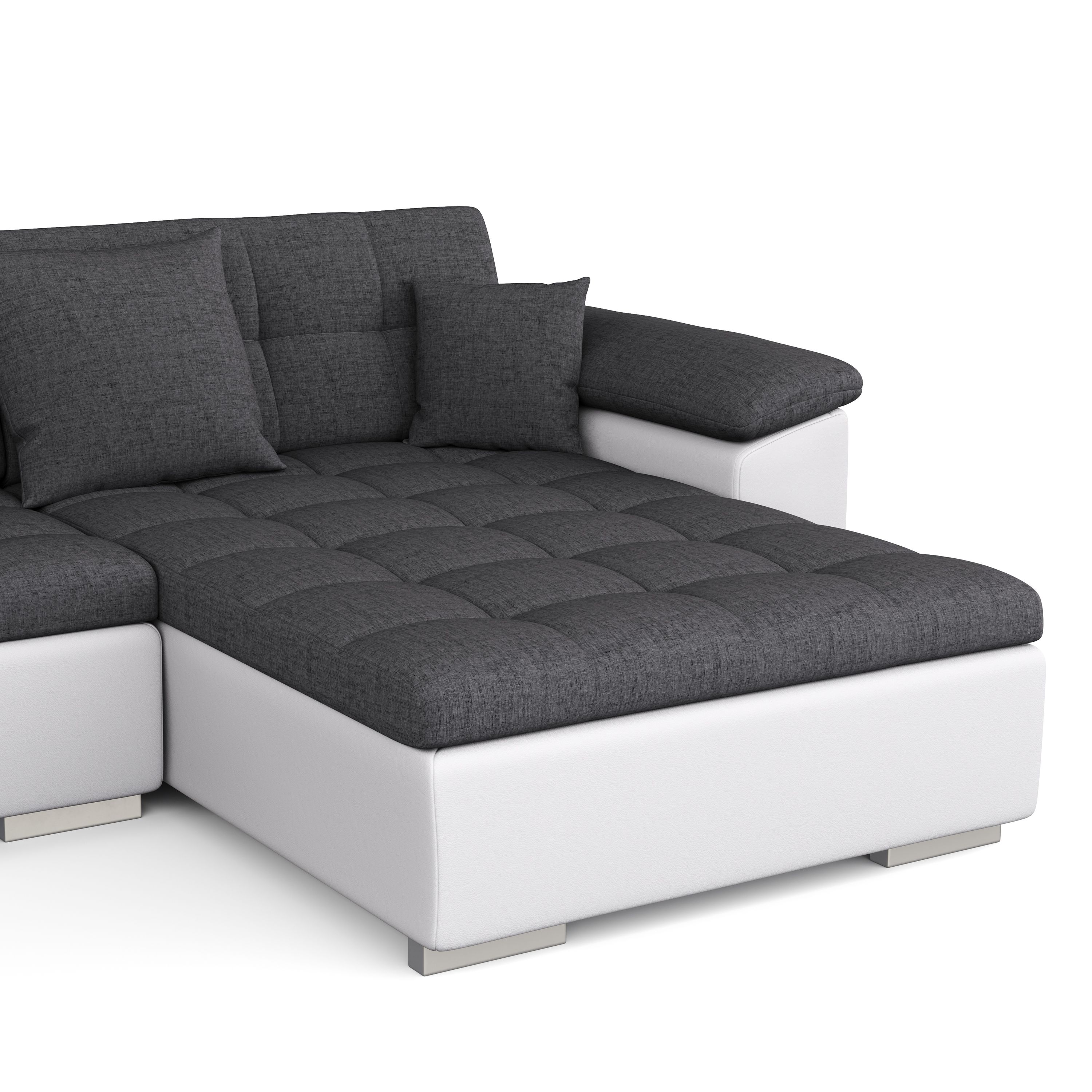 Ecksofa ARIA rechts anthrazit/weiss