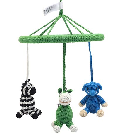 NatureZoo Baby-Mobile - Grün m. Esel/Elefant/Zebra