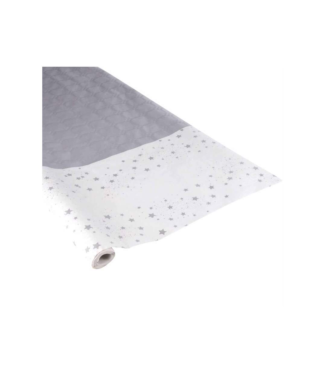 Paris Prix - Nappe Papier damassée étoile 1,18x5m Argent