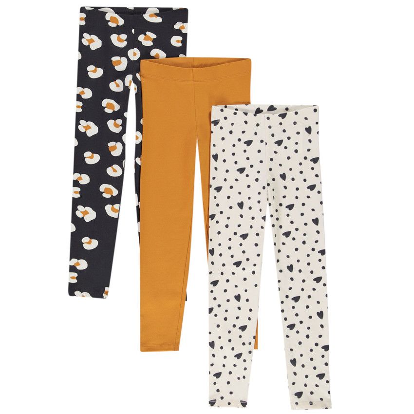 Lot de 3 caleçons en jersey imprimé fantaisie pour fille - Ecru