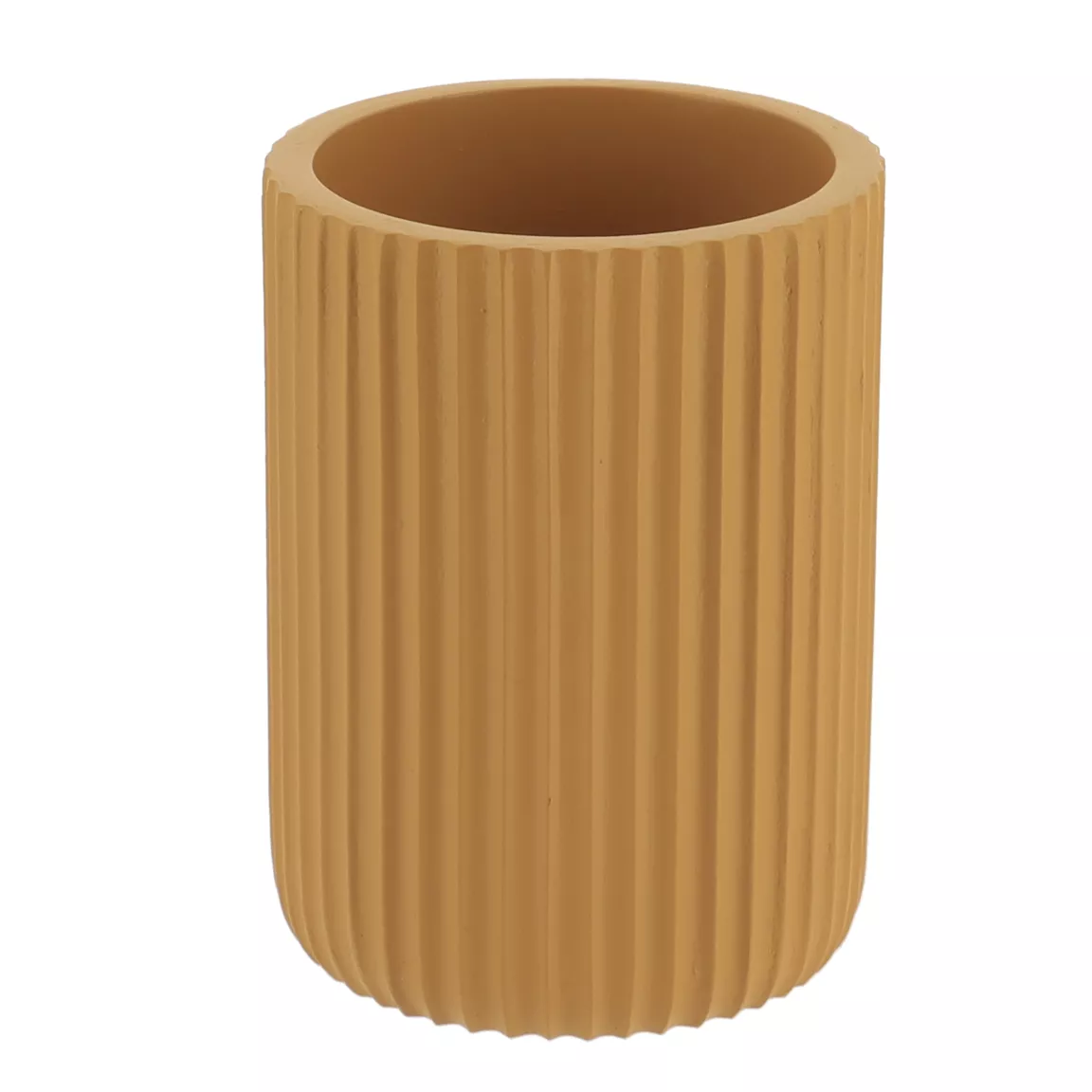 Set d'accessoires salle de bain résine Strié Jaune moutarde