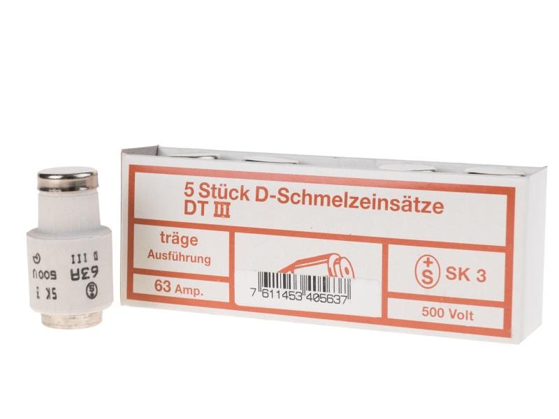 Elektromaterial Sicherungseinsatz DIII 63A Schmelzsicherung (Sicherung, Träge (T))