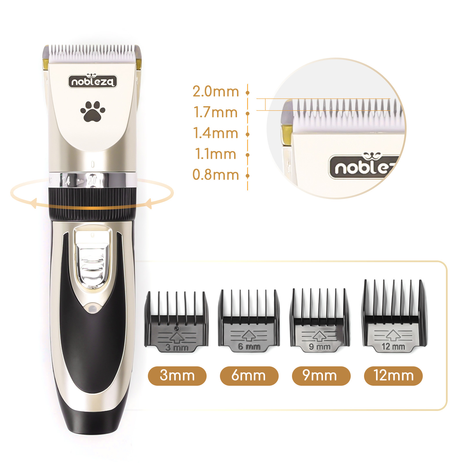 Conjunto de máquina de tosar pelos profissional para animais de estimação, aparador de pelos sem fio e recarregável para animais de estimação de pequeno, médio e grande porte.