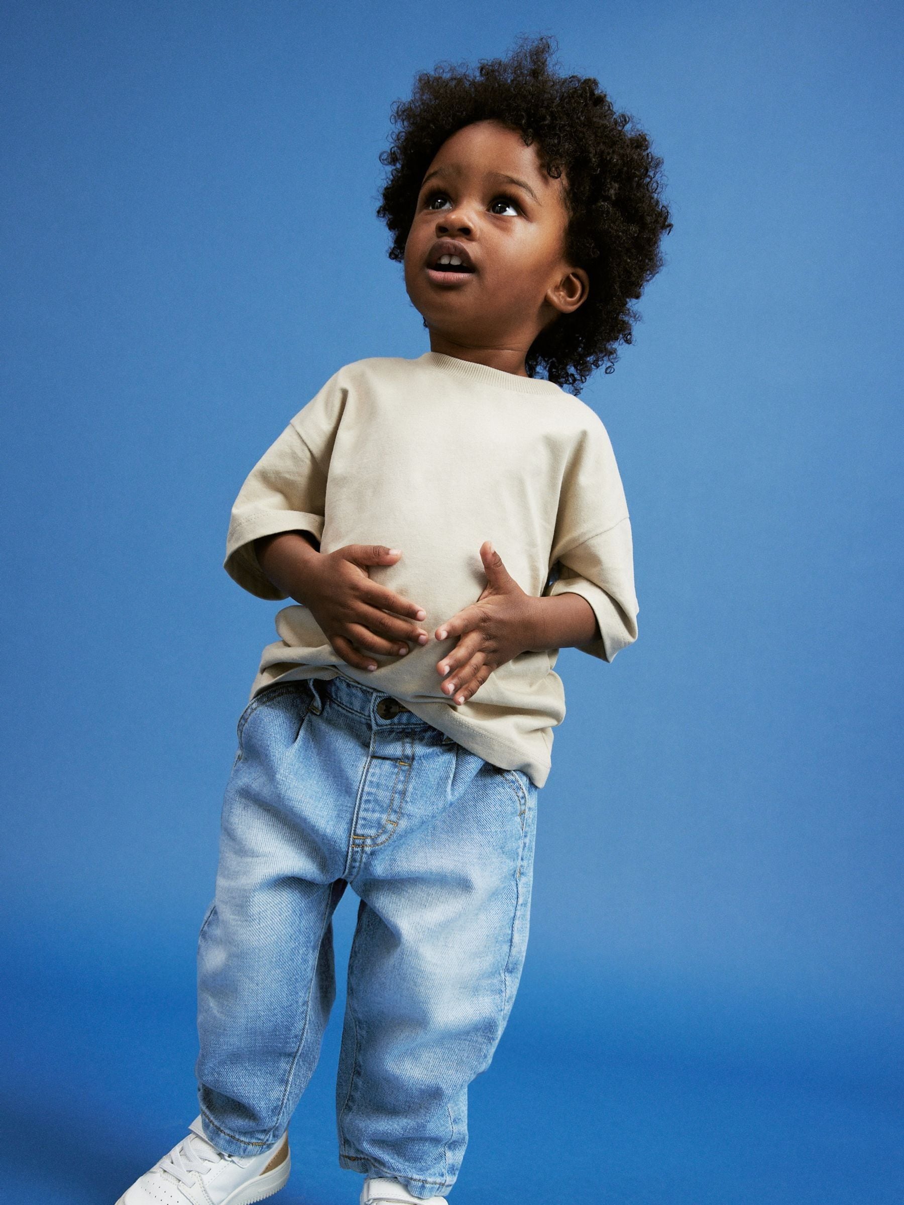 Lichtblauwe denim - Jeans met geplooide voorkant (3mnd-7jr)