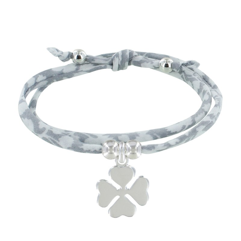 Bracelet Double Tour Lien Liberty et Trèfle Argent - Classics - Gris clair