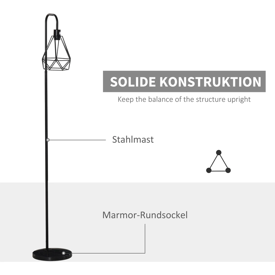 HOMCOM Stehlampe im Industrie-Stil schwarz