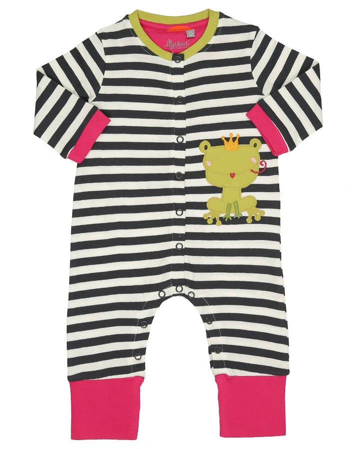 Schlafstrampler LITTLE FROG in dunkelgrau/creme