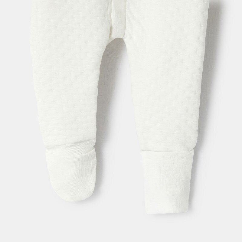 Pyjama pieds et mains amovibles en molleton reliefé 2 en 1 blanc naissance Absorba Blanc