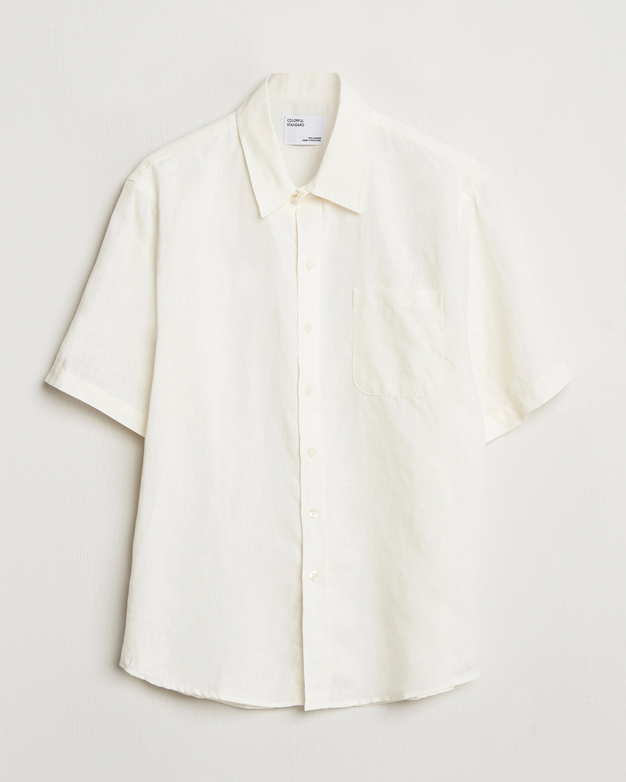 Colorful Standard Garment Dyed Linen Short Sleeve Shirt Ivory White