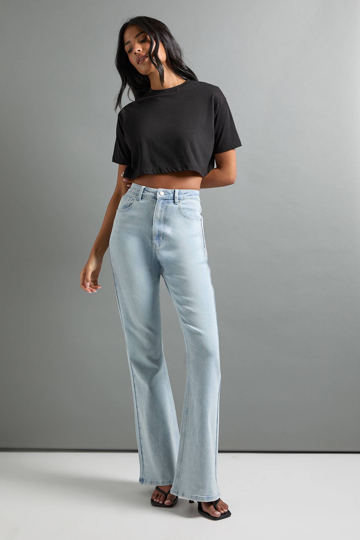 boohoo Le Jean Évasé Taille Haute Pour Grandes Tailles