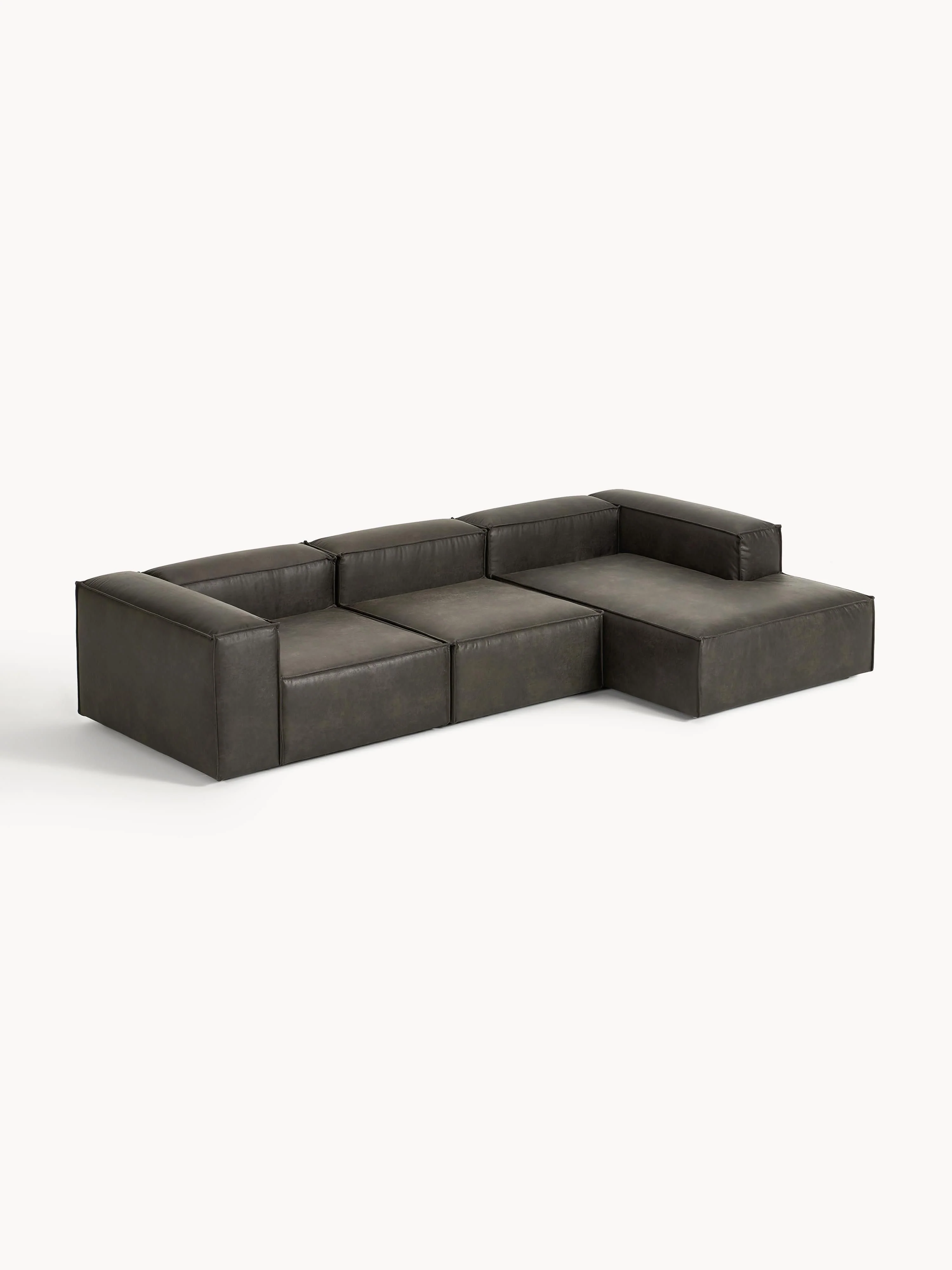 Modulaire hoekbank van gerecycled leer Lennon (4-zits)