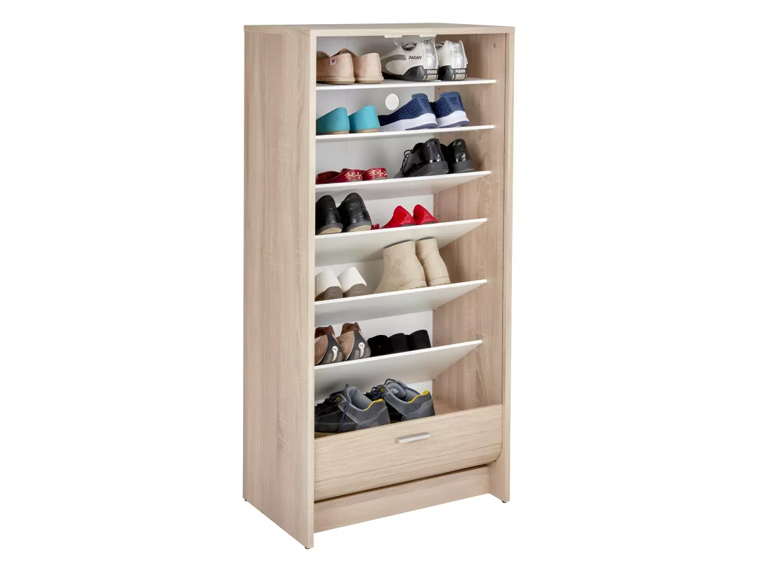 Meuble à Chaussures Chêne 7 Tablettes 21 paires - Coloris: Chêne Naturel
