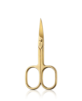 Pfeilring Scheren Nagelschere, gebogen, strichmattiert, vergoldet 9cm