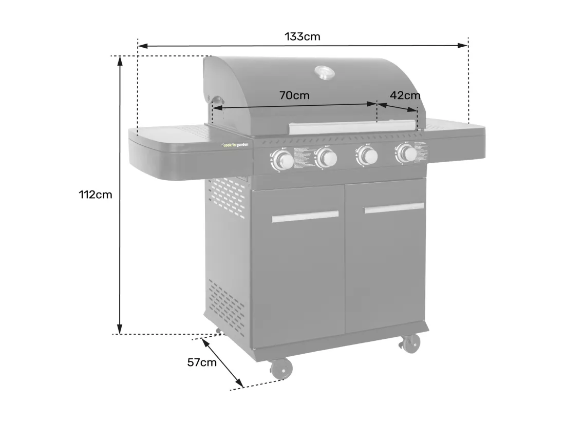 Barbecue au gaz FYRA avec thermomètre - 4 brûleurs