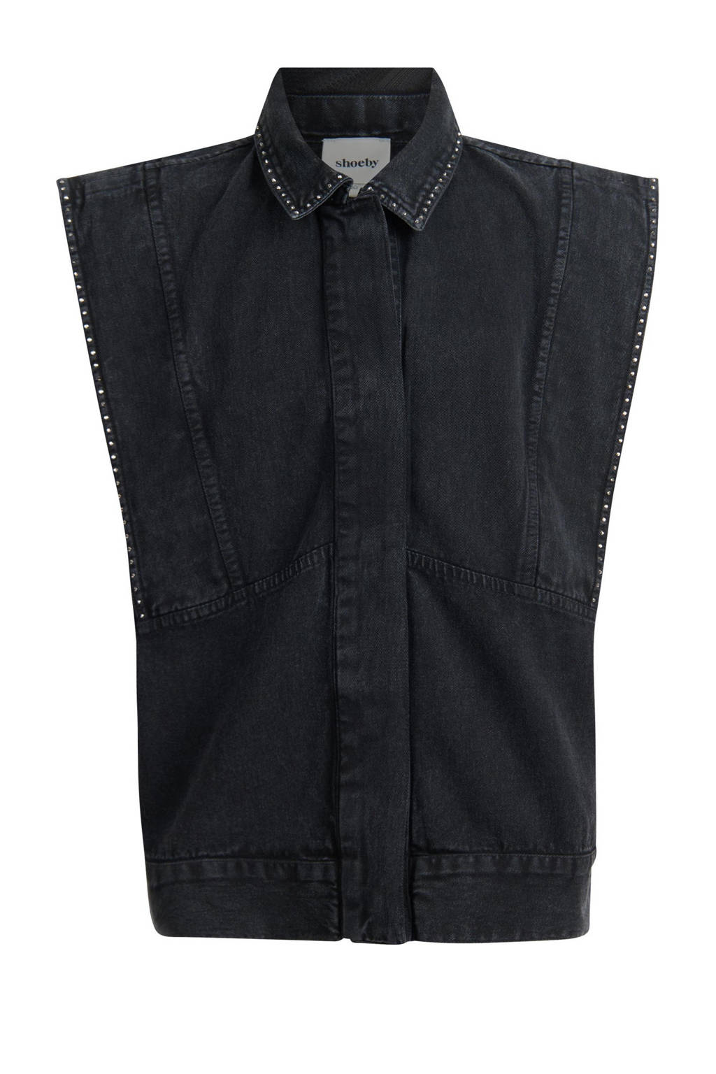 Shoeby gilet met backprint en borduursels dark grey