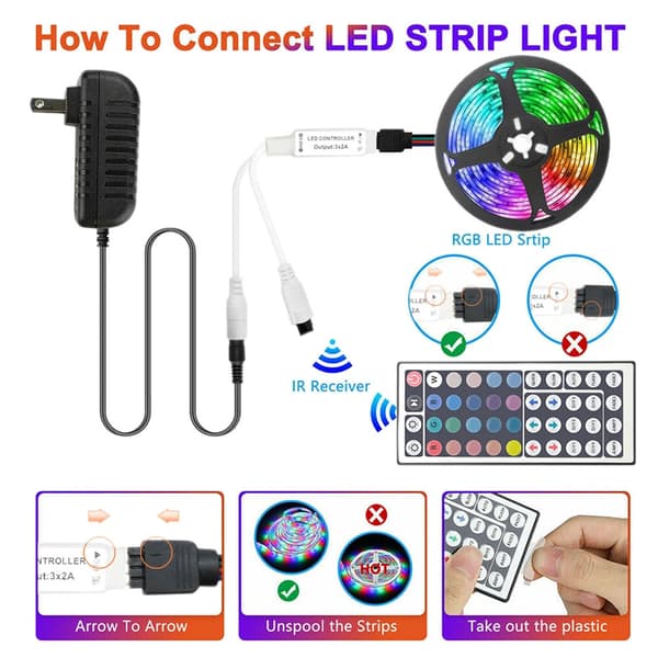 15M LED Stripe Lys RGB 5050 Musikksynkronisering Fargeskiftende LED-lys Applikasjonskontroll DC12V Fleksibel Romdekorasjon Lampestripe