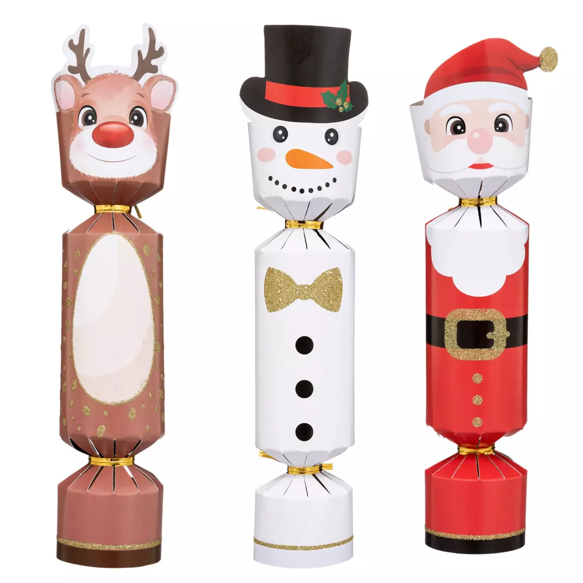 Lot de 6 crackers Personnages de Noël Multicolore