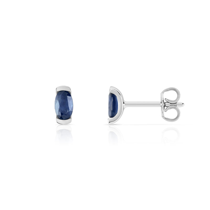 Boucles d'oreilles or 750 blanc saphirs ovales