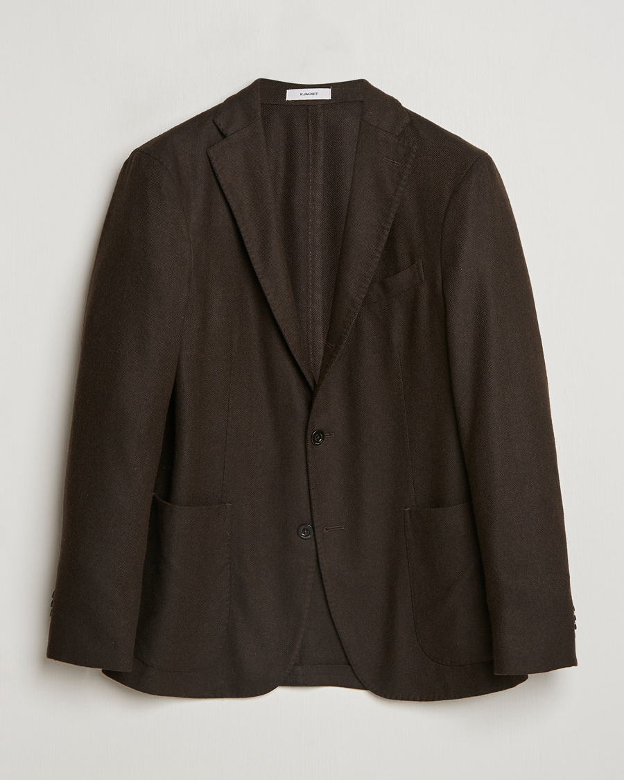 Boglioli K Jacket Wool Herringbone Blazer Dark Brown