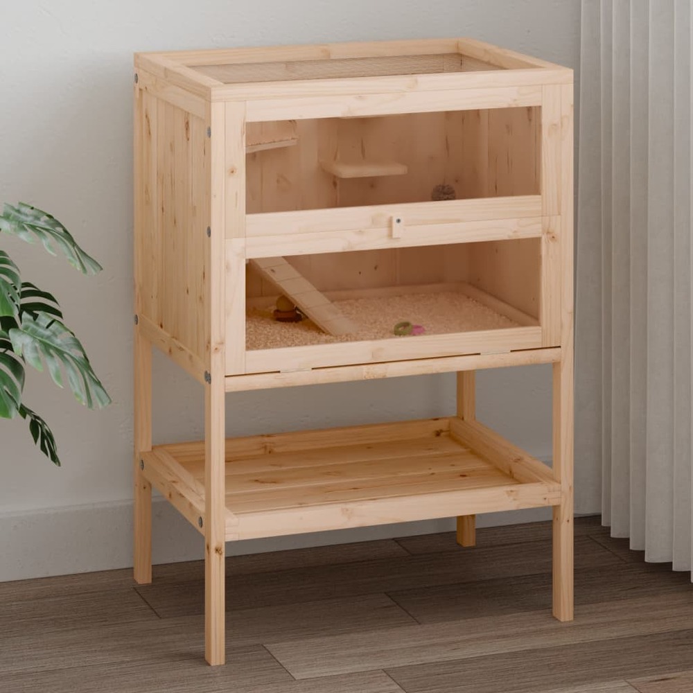 Cage à hamster 55x40x80 cm bois massif de sapin
