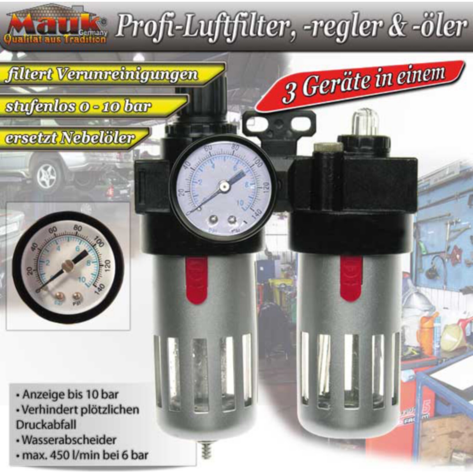 Mauk Druckluft Wartungseinheit (Wasserabscheider + Nebler)