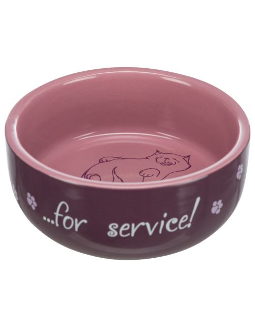 Trixie Voer\/Waterbak 'Thanks For Service' Keramiek - Kattenvoerbak - Ø11 cm Assorti