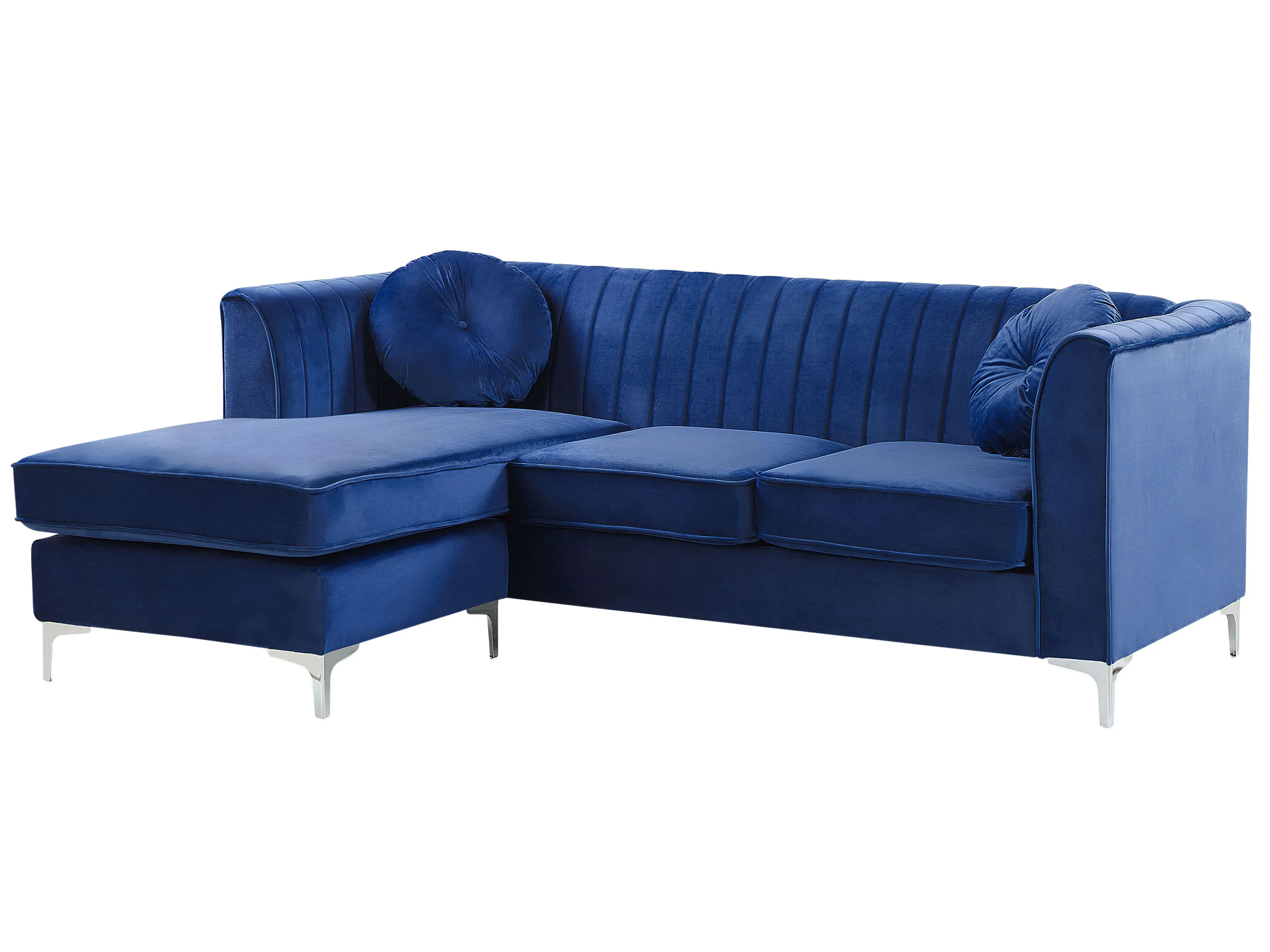 Hoekbank 3-zits TIMRA Fluweel Marineblauw rechtszijdig
