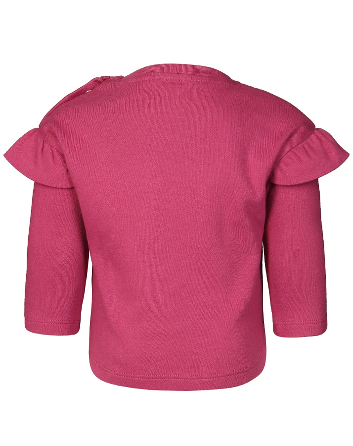 Langarmshirt FLOWERS mit Rüschen in himbeer