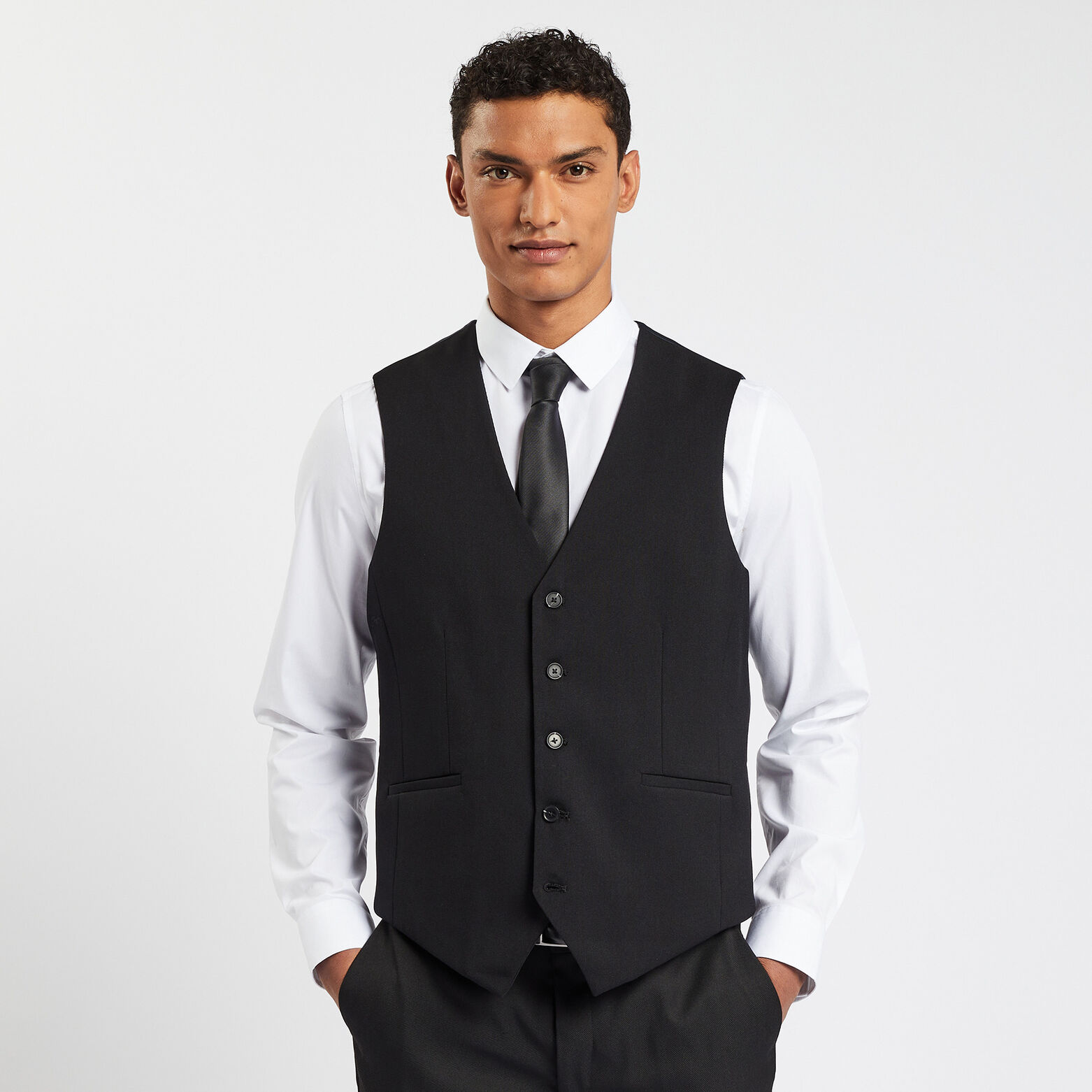 Gilet de costume uni slim Noir