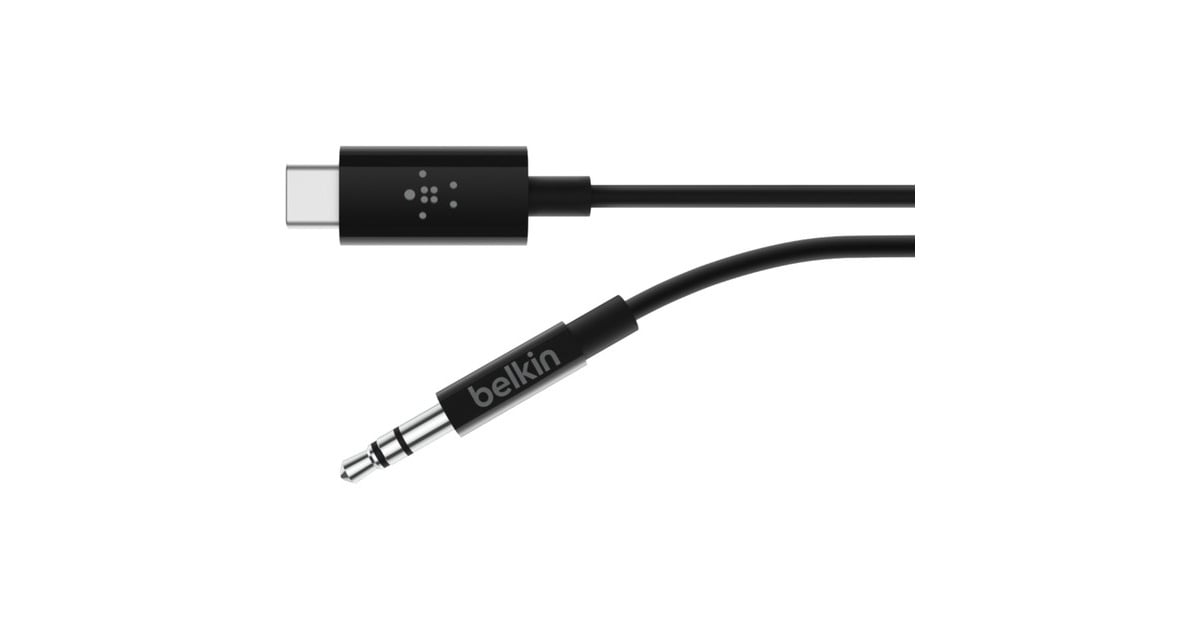 BelkinRockStar 3,5 mm met USB-C-connector kabel  (Zwart, 90 centimeter)