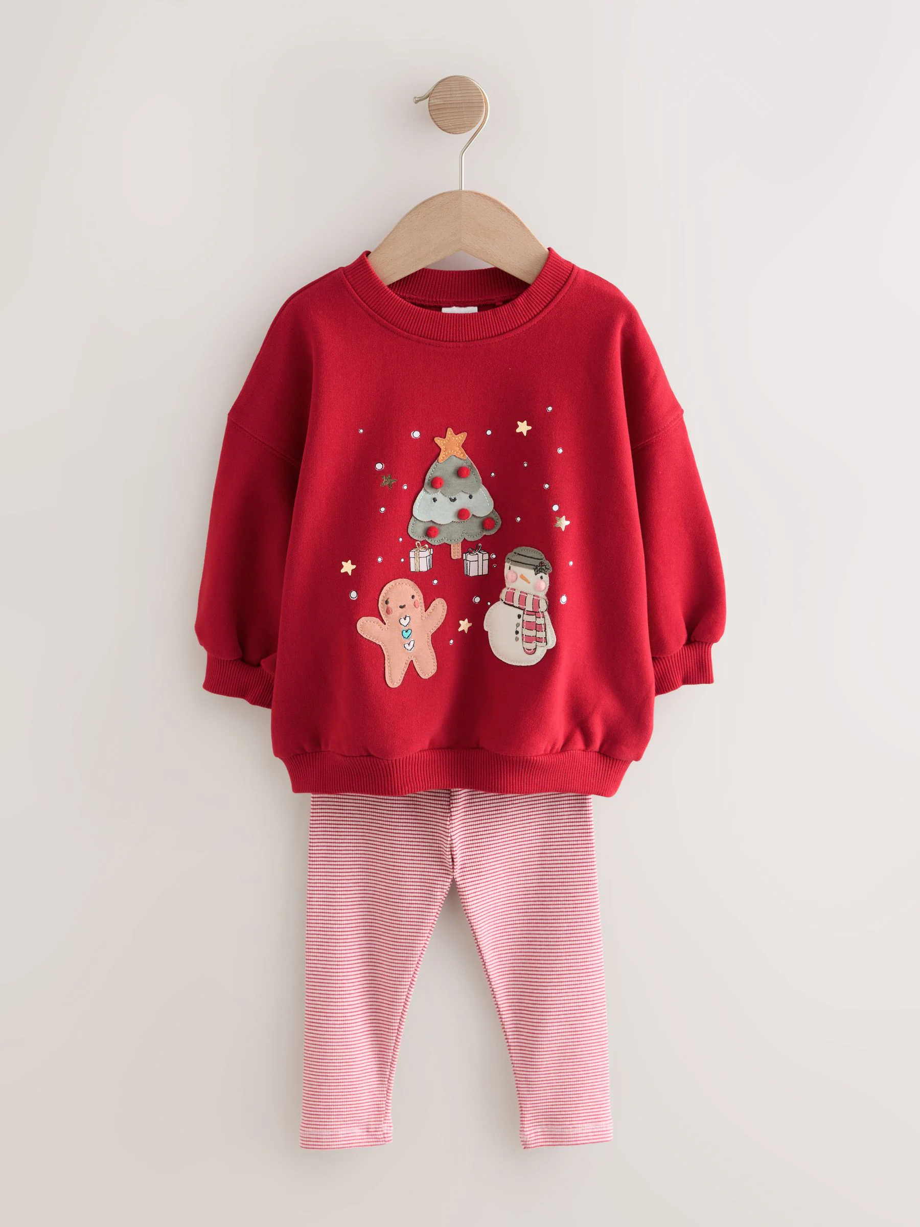Rood met kerstfiguren - Set met sweatshirt en legging (3 mnd-7 jr)