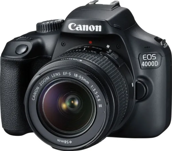 Canon EOS 4000D - Digitalkamera - SLR - 18.0 MP - APS-C - 1080p / 30 fps - 3x optisk zoom EF-S 18-55 mm DC III objektiv - Wi-Fi - sort