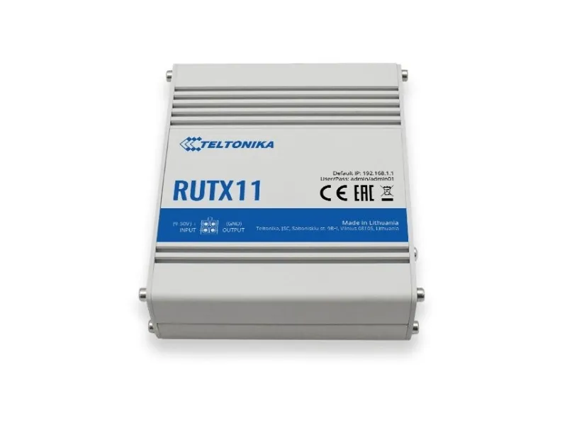 Teltonika RUTX11 - Trådløs router - WWAN 4-port switch - 1GbE - Wi-Fi 5 - DIN monterbar på skinne