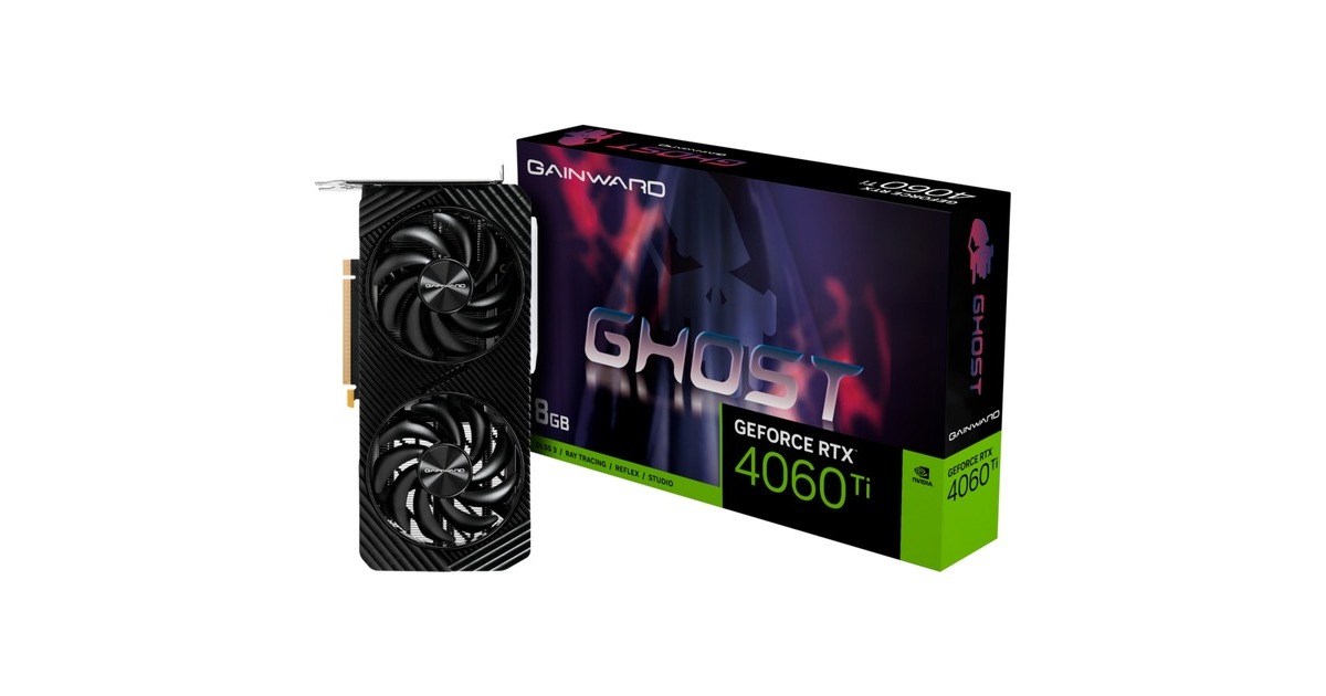 GainwardGeForce RTX 4060 Ti Ghost 8GB grafische kaart  (1x HDMI, 3x DisplayPort, DLSS 3)