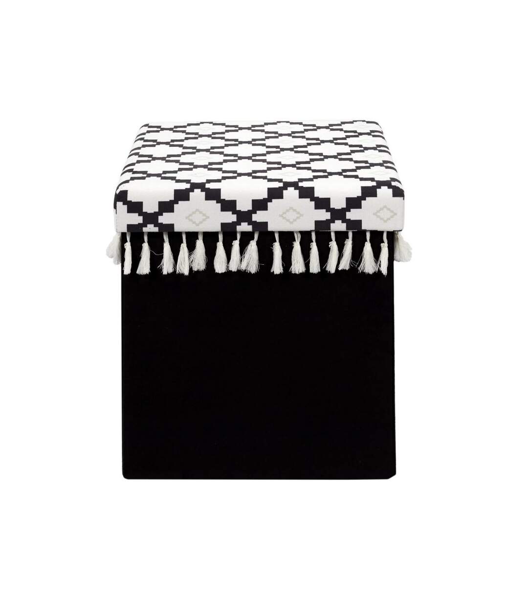 Paris Prix - Pouf Pliable & Coffre mirage 38cm Noir & Blanc