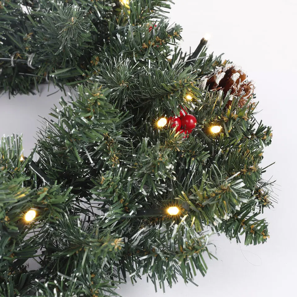 Black Box Trees Creston Set van 2 Kerstbomen en 1 Krans - LED - Groen