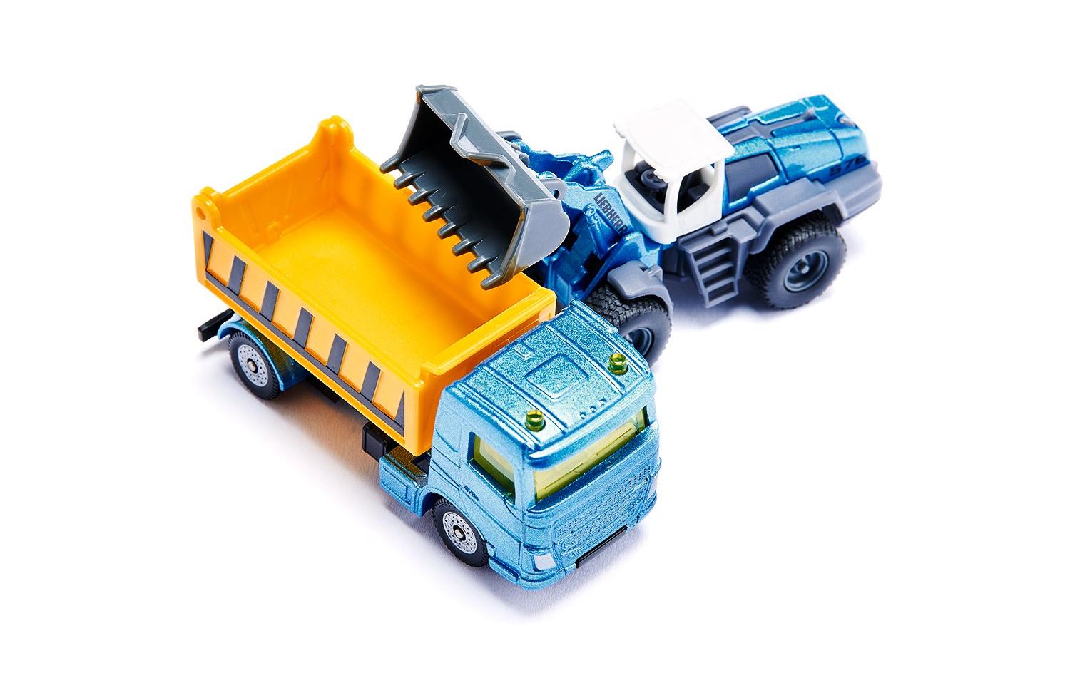 Baustellen-Set 3 FahrzeugeSiku Super Geschenkset mit Radlader, Muldenkipper und Gabelstapler