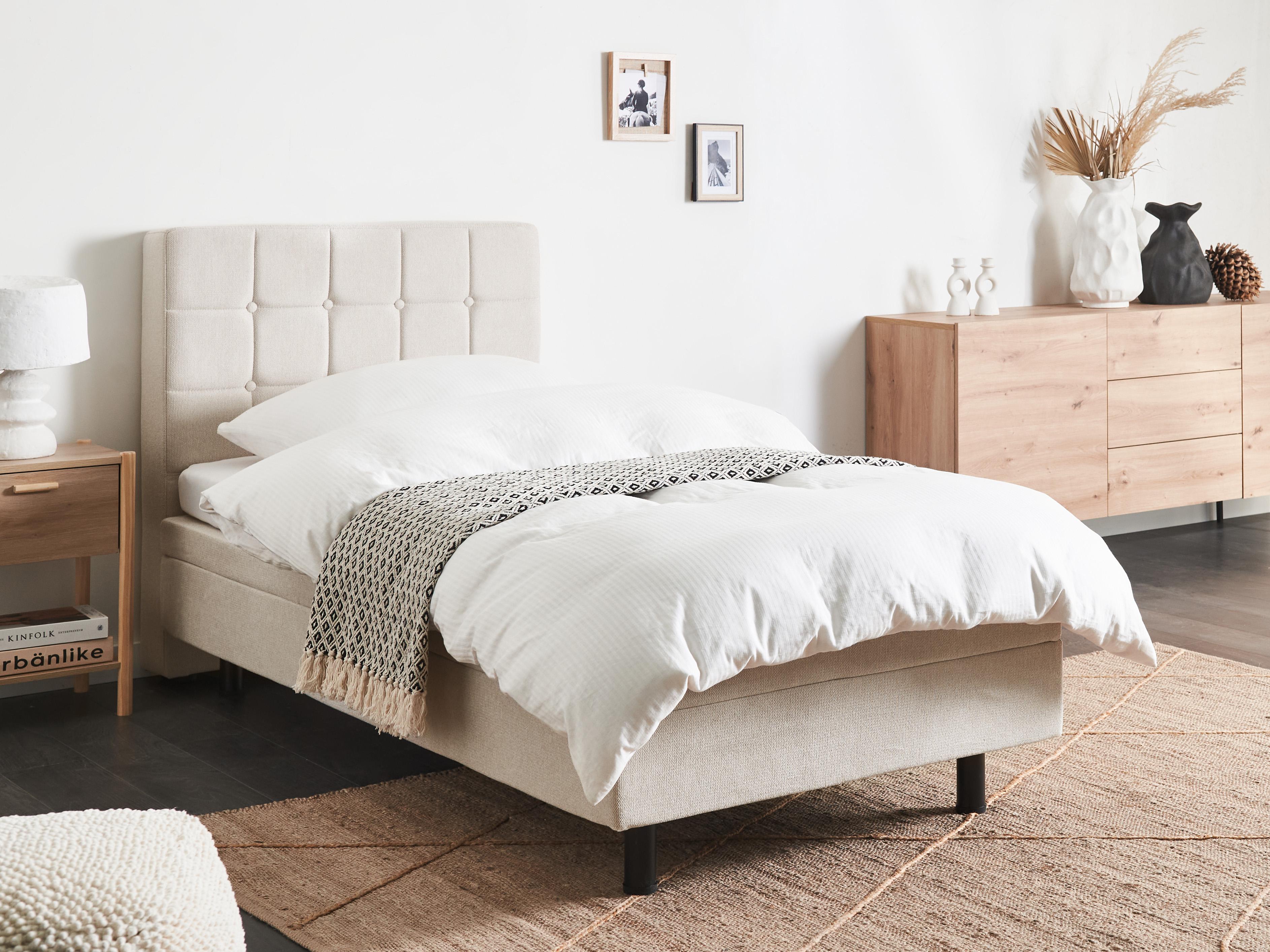 Verstelbaar bed Stof DUKE 90 x 200 cm Lichtbeige