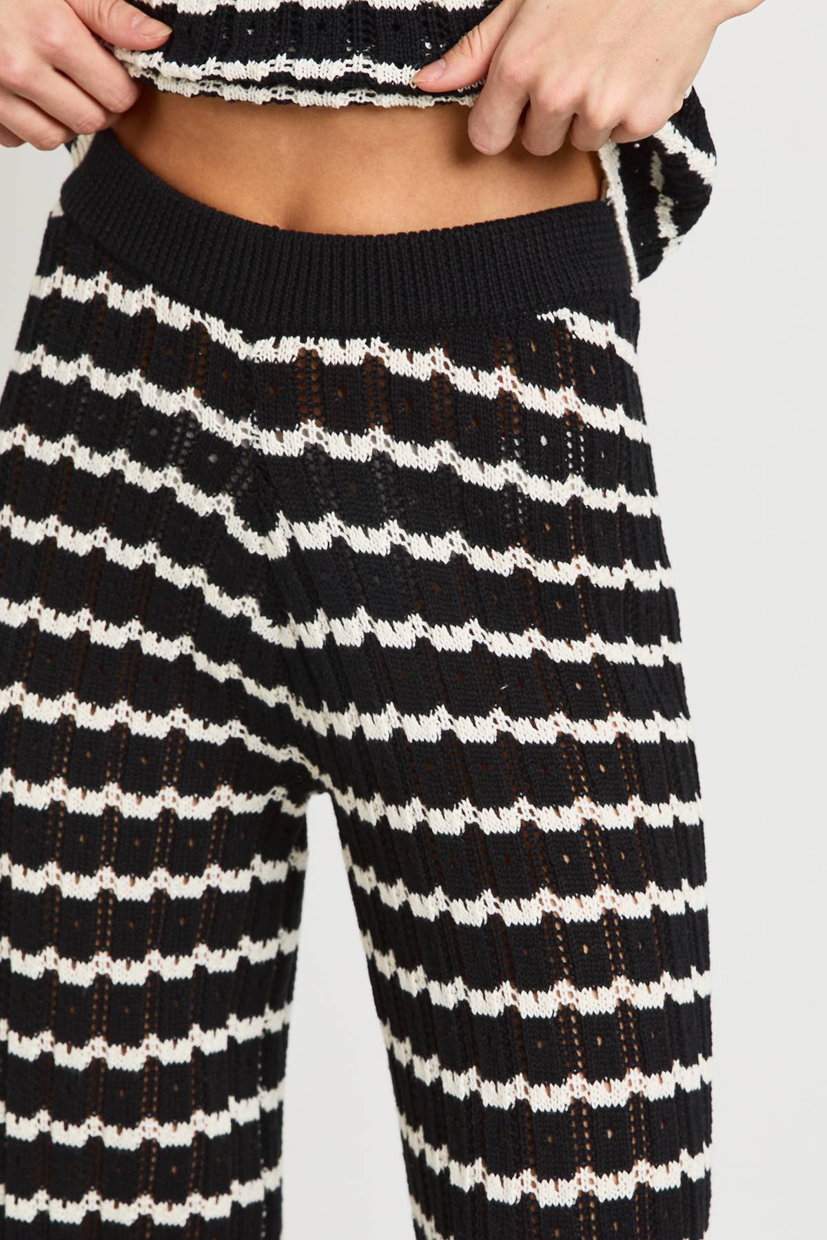 boohoo Ensemble Coordonné Haut En Tricot À Rayures Crochet Et Pantalon Large Tall