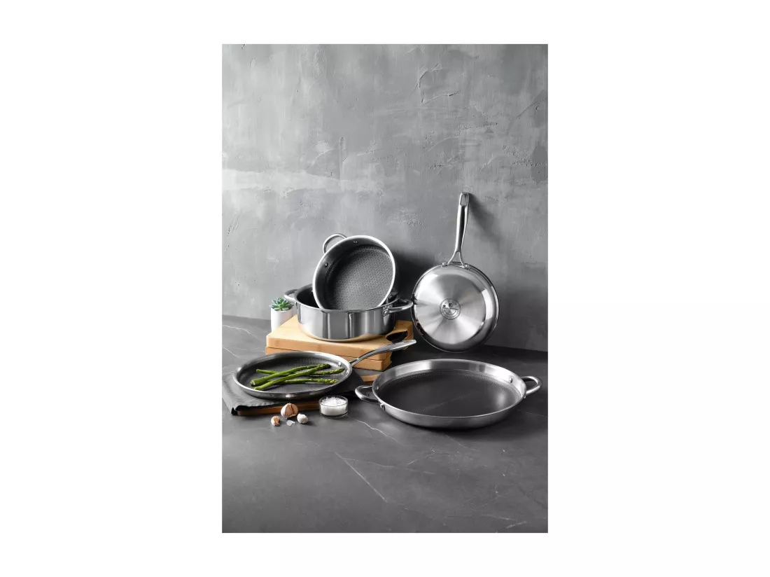 Set de poêles inox MasterPRO Ø24x4,7cm + casserole basse Ø24x5cm