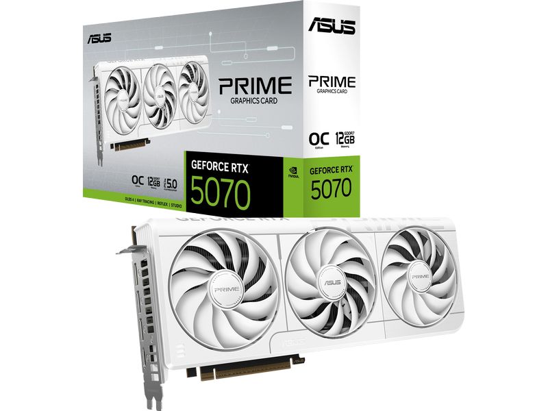 ASUS Grafikkarte PRIME GeForce RTX 5070 12 GB White OC Edit Gaming-Grafikkarte mit 12 GB GDDR7-Speicher