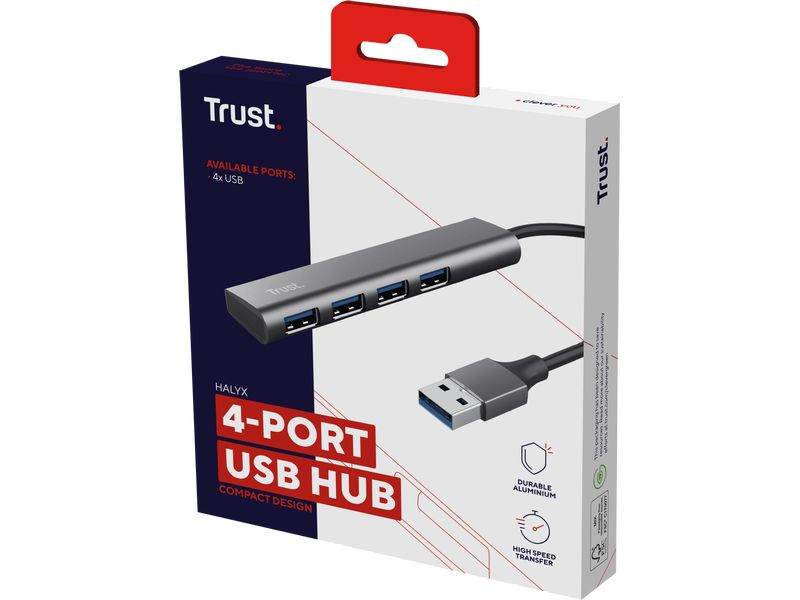 Trust USB-Hub Halyx USB-Hub mit 4 USB-A Ports